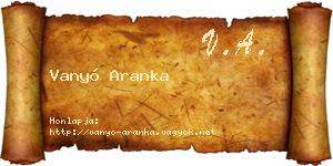 Vanyó Aranka névjegykártya