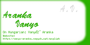 aranka vanyo business card